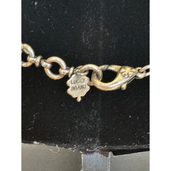 Lucky Brand Owl Pendant Necklace Silvertone Dangling Feathers 18-19.5 inch Chain - Picture 5 of 9